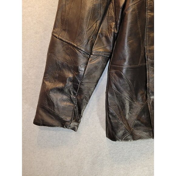 Vintage Black Leather Patchwork Blazer Womens Medium Leather and Soul - Picture 14 of 16